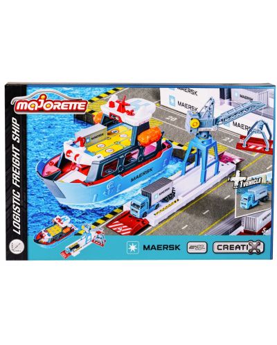 Σετ παιχνιδιού Majorette Creatix - Φορτηγό πλοίο με φορτηγό και γερανό - 1