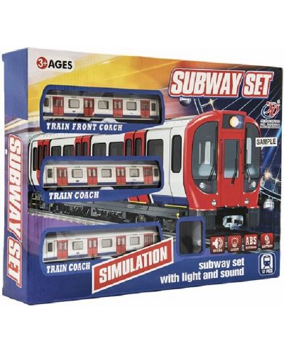 Σετ παιχνιδιού Raya Toys - Ηλεκτρικό μετρό με ράγες, 88 cm - 2