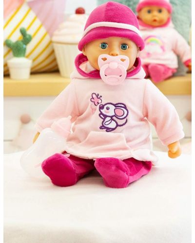 Διαδραστική κούκλα Bayer First Words Baby - Ροζ φόρεμα με ποντίκι, 38 cm - 2