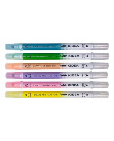 Σβήσιμος μαρκαδόρος κειμένου διπλού τέλους Kidea - παστέλ χρώματα, ποικιλία - 1