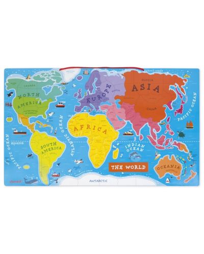Παιδικό μαγνητικό παιχνίδι Janod - Παγκόσμιος Χάρτης, στα αγγλικά - 1