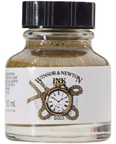 Μελάνι καλλιγραφίας Winsor & Newton - Χρυσαφένιο, 30 ml - 1