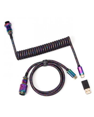 Καλώδιο πληκτρολογίου Keychron - Premium Rainbow Plated Black, USB-C/USB-C, μαύρο - 1