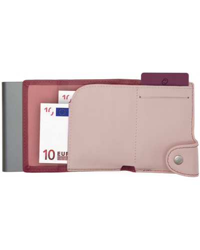 Θήκη καρτών C-Secure - πορτοφόλι και τσαντάκι νομισμάτων, ροζ και μωβ - 3