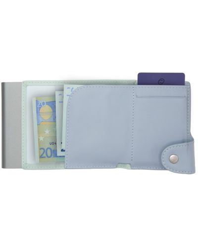 Θήκη καρτών C-Secure - πορτοφόλι και τσαντάκι νομισμάτων, μπλε και γκρι - 3