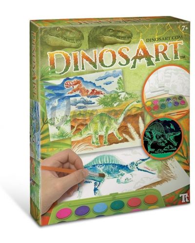 Εικόνες για χρωματισμό  DinosArt - Δεινόσαυροι, με μπογιές ακουαρέλας - 1