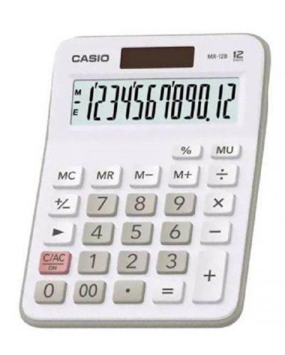 Αριθμομηχανή Casio - MX-12B-WE, επιτραπέζια , 12ψήφιο, λευκό - 1