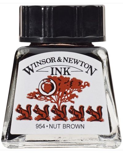 Μελάνι καλλιγραφίας Winsor & Newton - Hazel brown, 14 ml - 1