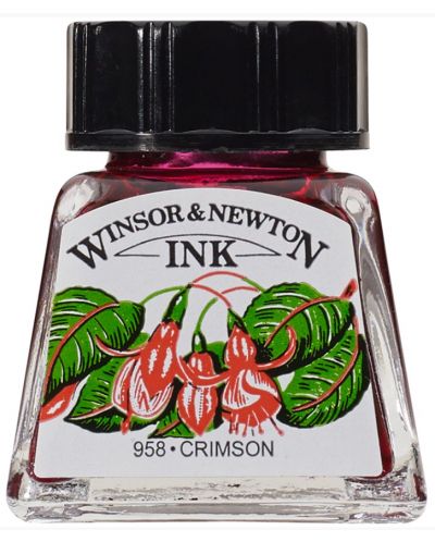Μελάνι καλλιγραφίας Winsor & Newton - Μωβ κόκκινο, 14 ml - 1