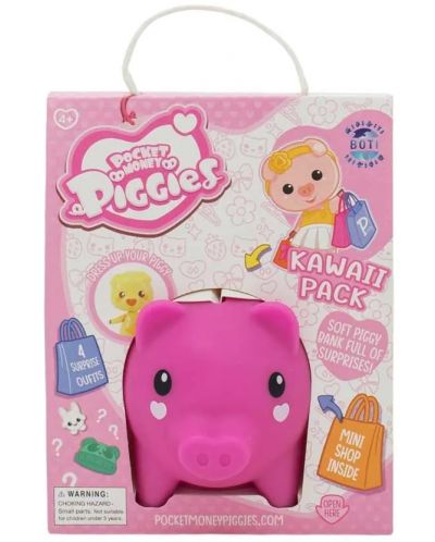 Κουμπαράς Boti Pocket Money Piggies - Ροζ, με αξεσουάρ - 1