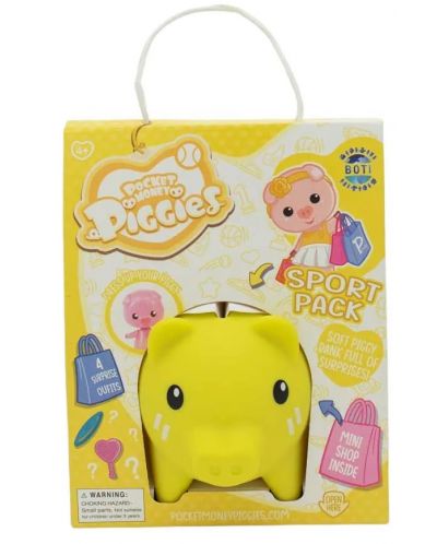 Κουμπαράς Boti Pocket Money Piggies - Κίτρινο, με αξεσουάρ - 1