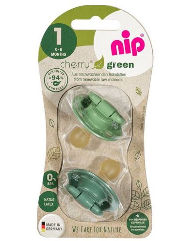 Πιπίλες από καουτσούκ NIP Green - Cherry, πράσινο, 0-6 μηνών, 2 τεμάχια - 7