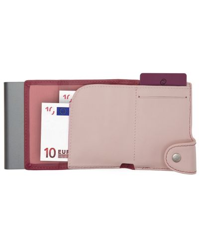 Θήκη για κάρτες C-Secure -πορτοφόλι και θήκη  νομισμάτων,XL,ροζ και μωβ - 3