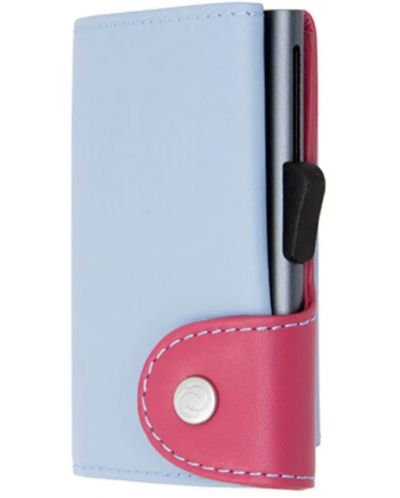 Θήκη καρτών C-Secure - πορτοφόλι και τσαντάκι για νομίσματα, μπλε και ροζ - 1