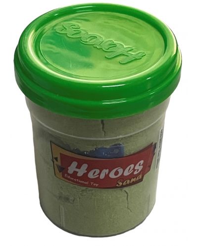 Kινητική άμμο Heroes - Με καπάκι με φιγούρα, πράσινη, 200 γρ - 1