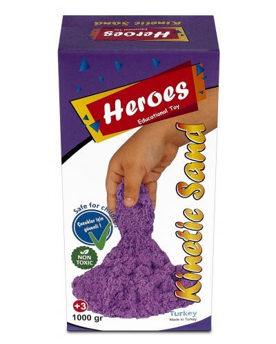 Κινητική άμμος σε κουτί  Heroes - Μωβ χρώμα, 1 κιλό - 1