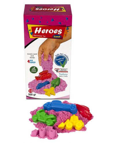 Κινητική άμμος σε κουτί  Heroes - Ροζχρώμα, με 4 φιγούρες - 2