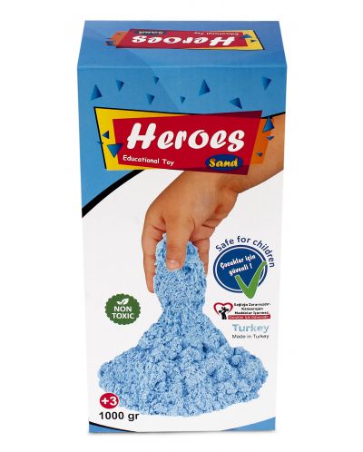Κινητική άμμος σε κουτί  Heroes - Μπλε χρώμα, 1 κιλό - 1
