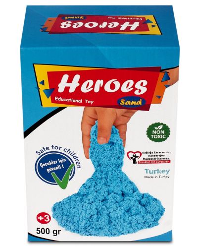 Κινητική άμμος σε κουτί Heroes - Μπλε χρώμα, 500 g - 1