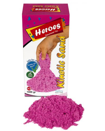 Κινητική άμμος σε κουτί Heroes - Ροζ χρώμα, 1000 γρ - 2