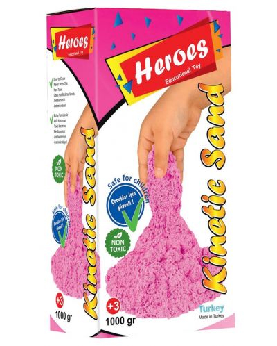 Κινητική άμμος σε κουτί Heroes - Ροζ χρώμα, 1000 γρ - 1