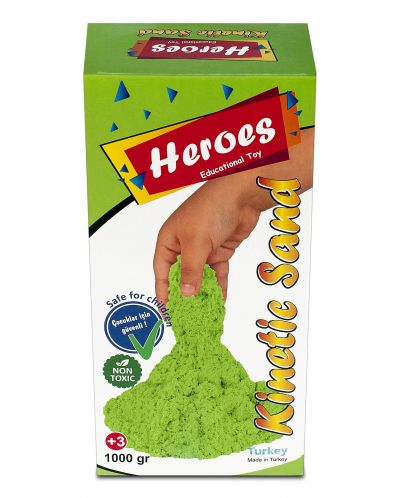 Κινητική άμμος σε κουτί Heroes - Πράσινο χρώμα, 1000 γρ - 1