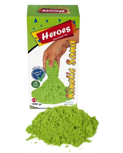 Κινητική άμμος σε κουτί Heroes - Πράσινο χρώμα, 1000 γρ - 2