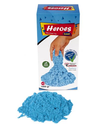 Κινητική άμμος σε κουτί  Heroes - Μπλε χρώμα, 1 κιλό - 2