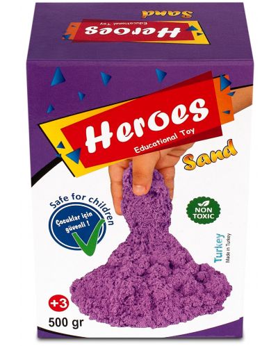 Κινητική άμμος σε κουτί Heroes - Μωβ χρώμα, 500 g - 1