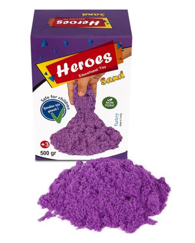 Κινητική άμμος σε κουτί Heroes - Μωβ χρώμα, 500 g - 2