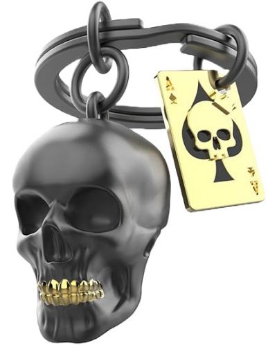  Μπρελόκ Metalmorphose - Black Skull with playing card - 1