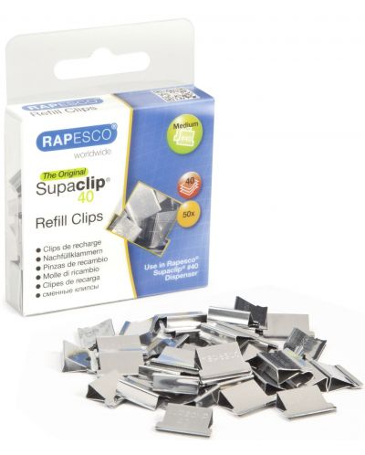 Κλιπ  Rapesco - Supaclip, μεταλλικό, για 40 φύλλα, 50 τεμ - 1