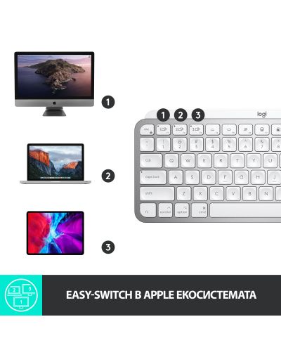Πληκτρολόγιο Logitech - MX Keys Mini for Mac, ασύρματο, γκρι - 7
