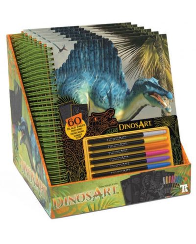 Βιβλίο χρωματισμού με μαύρες σελίδες DinosArt - Δεινόσαυροι - 4