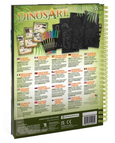 Βιβλίο χρωματισμού με μαύρες σελίδες DinosArt - Δεινόσαυροι - 3