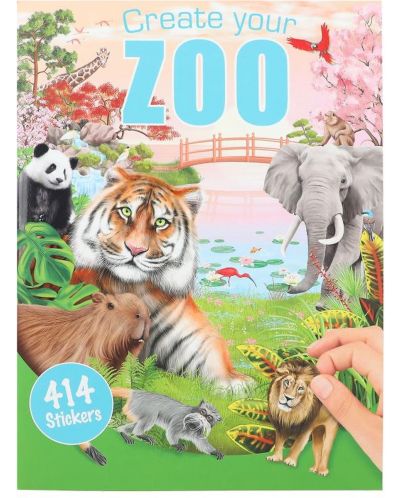 Βιβλίο με αυτοκόλλητα Depesche - Φτιάξτε τον δικό σας ζωολογικό κήπο - 1