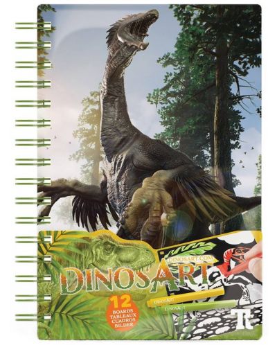Βιβλίο ζωγραφικής DinosArt Velvet - Δεινόσαυροι - 1