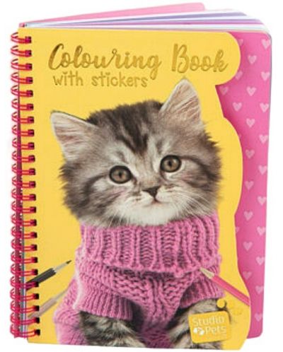 Βιβλίο ζωγραφικής με αυτοκόλλητα  Studio Pets - A5,γατάκι - 1