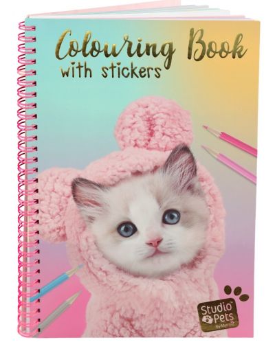 Βιβλίο ζωγραφικής με αυτοκόλλητα Studio Pets - A5,Mousey το γατάκι - 1