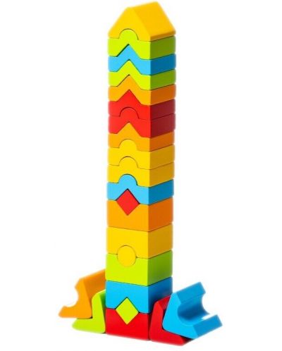 Σετ ξύλινα μπλοκ Cubika - Χρωματιστοί πύργοι, 25 τεμάχια - 3