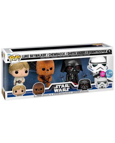 Σετ  φιγούρες  Funko POP! Movies: Star Wars - Luke Skywalker, Chewbacca, Darth Vader & Stormtrooper (Flocked) (Special Edition) - 2