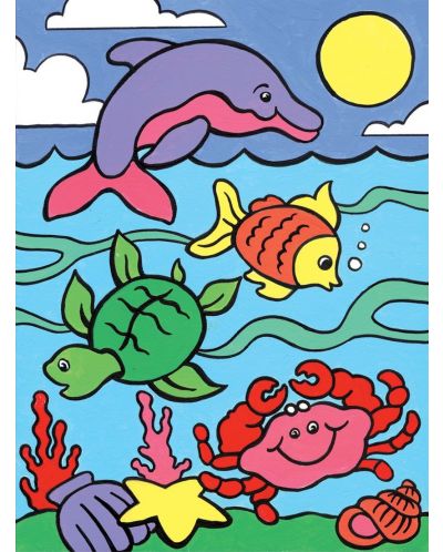 Σετ με ακρυλικά χρώματα Royal - Η πρώτη μου ζωγραφική, θαλάσσια πλάσματα, 22 х 30 cm - 1