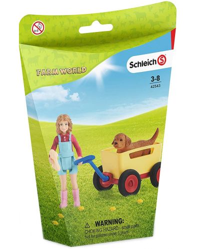 Σετ φιγούρων  Schleich Farm Life - Κορίτσι με σκύλο και καρότσι - 2