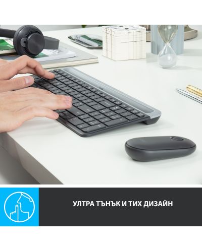 Σετ ασύρματο ποντίκι και πληκτρολόγιο Logitech - Combo MK470, γκρι - 5