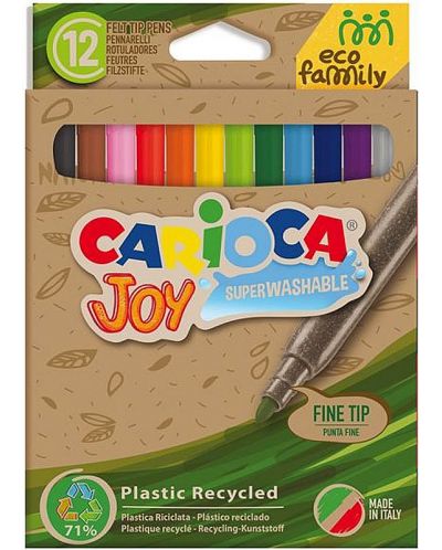 Μαρκαδόροι Carioca Joy - Eco Family, 12 χρώματα - 1