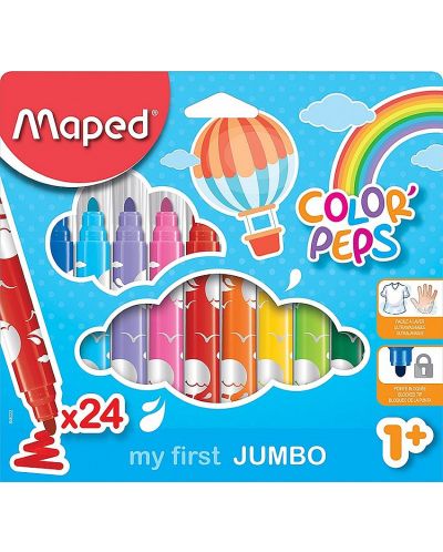 Σετ Jumbo μαρκαδόροι Maped Color Peps - Early Age, 24 χρώματα - 1