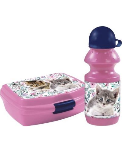 Σετ Derform - Με γατάκια, ροζ, μπουκάλι και κουτί φαγητού - 1
