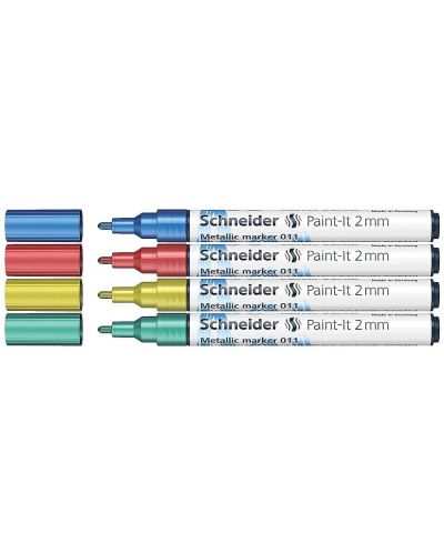 Σετ μεταλλικοί μαρκαδόροι Schneider Paint-It - 011, 2.0 mm, 4 βασικά χρώματα - 1