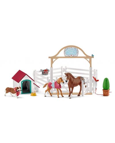 Σετ φιγούρες Schleich Farm World Horses - Τα άλογα της Χάνα και ο σκύλος της Ρούμπι - 1