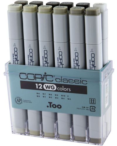 Σετ μαρκαδόρων Too Copic Classic -- Ζεστές γκρι αποχρώσεις, 12 χρώματα - 1